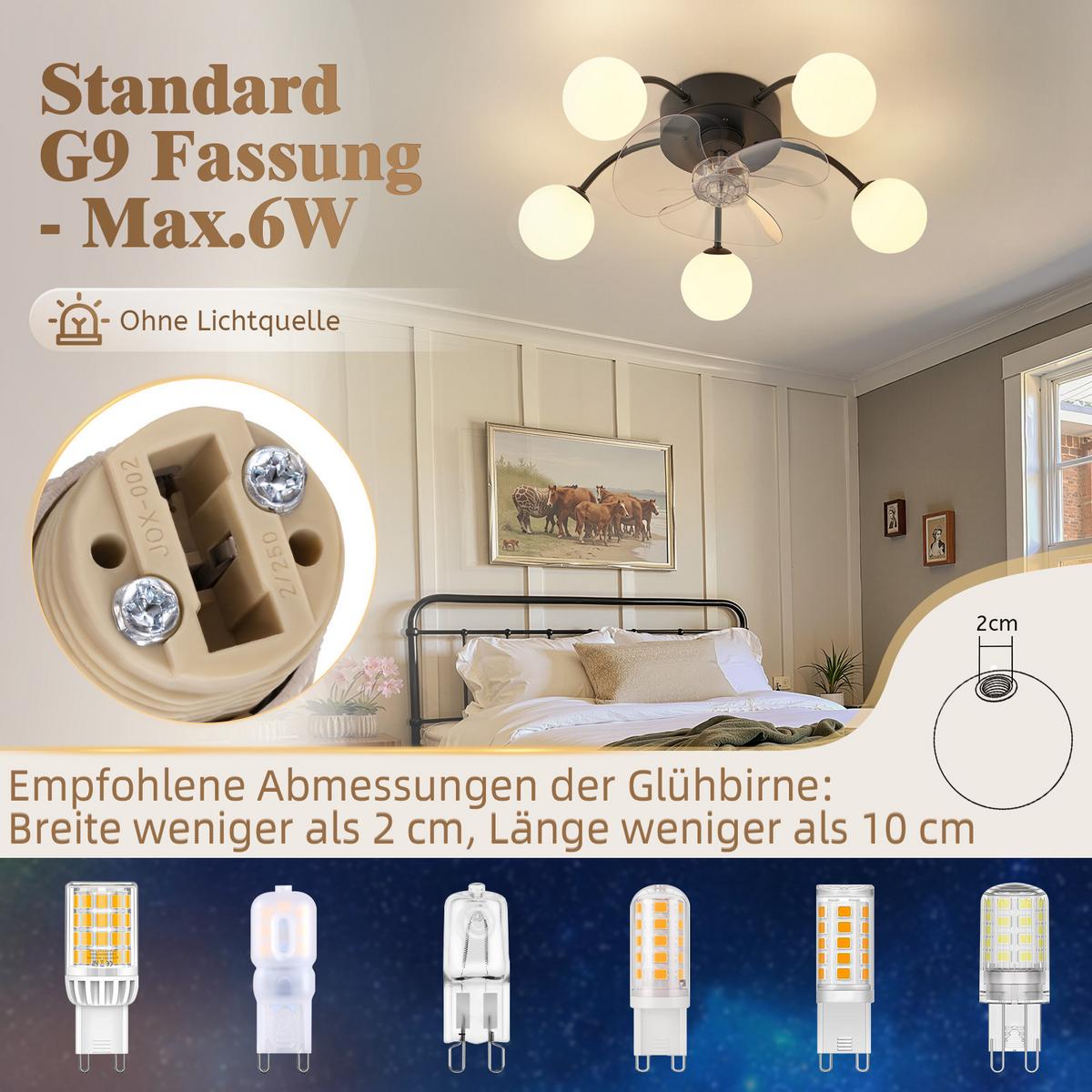 DECKENVENTILATOR Ularen 50/10/17 cm - Schwarz/Weiß, Kunststoff/Metall (50/10/17cm) - ZMH