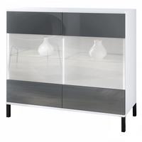 KOMMODE Bari Grau Hochglanz - Grau, Holzwerkstoff (92.5/83.5/35cm) - Vladon