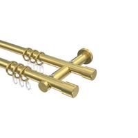 GARDINENSTANGE Platon Santo 160 cm, 2-läufig, 20 mm Ø Messing-Optik - Messingfarben, Metall (160cm) - INTERDECO