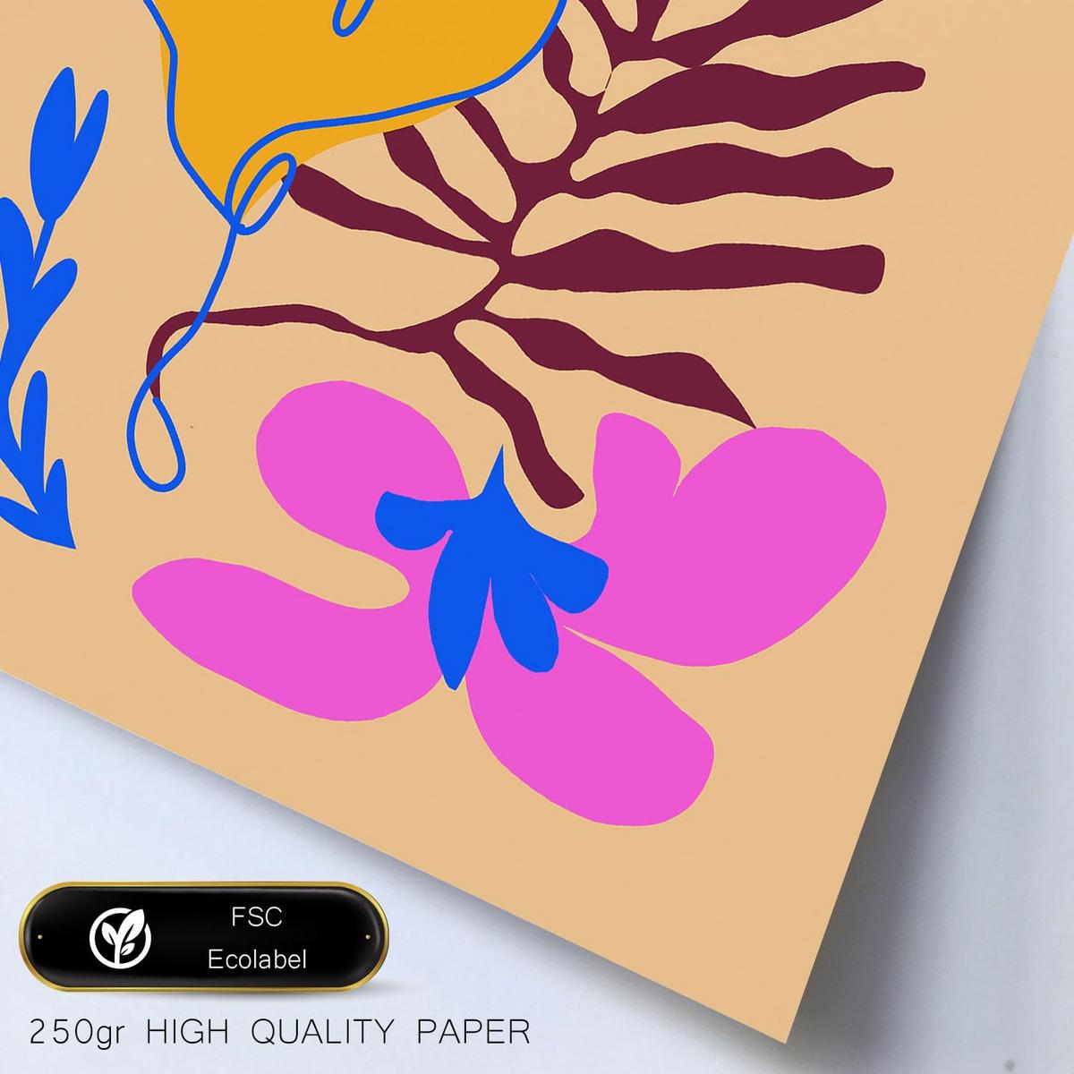 POSTER Set Mit 6 Malerisch 1 In Tiere Abstracts Ästhetische Dekorative Gemälde Für Ihr Wohnzimmer, Schlafzimmer, Zuhause A3 & A4 Schwarzer Rahmen - Schwarz, Papier (29/3cm) - Nacnic