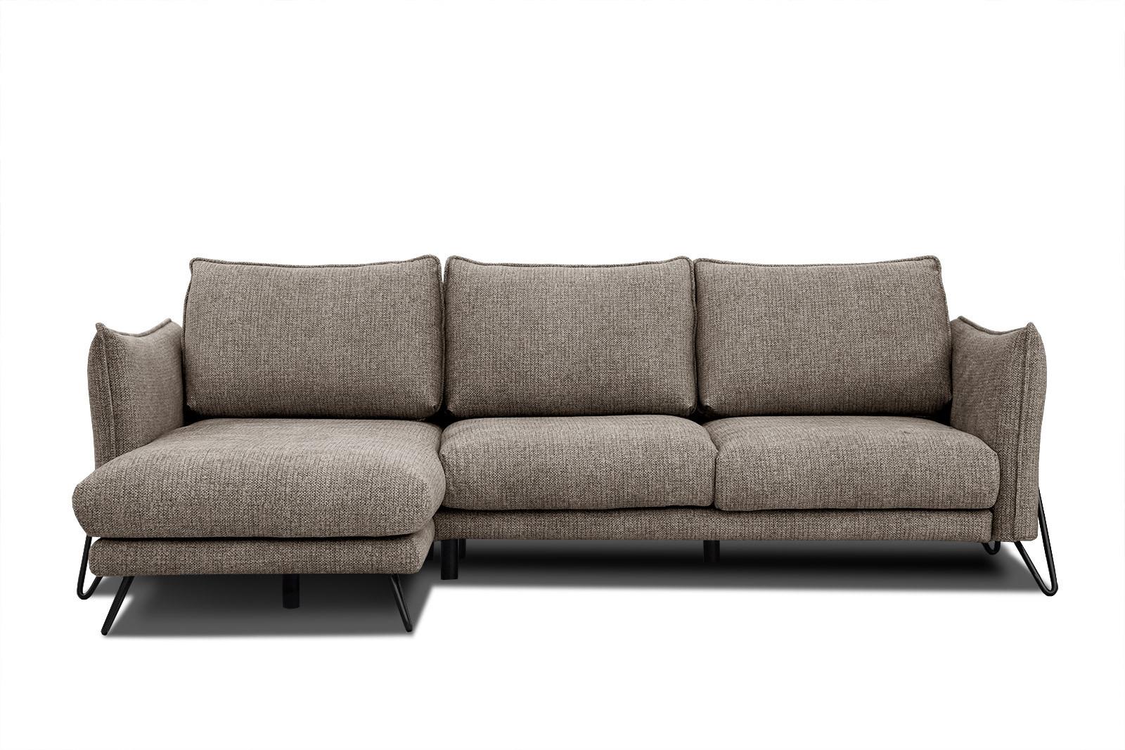 ECKSOFA HOSTEN 4-Sitzer, taupe - Taupe/Schwarz, Holzwerkstoff/Textil (158/269cm) - Wozimo