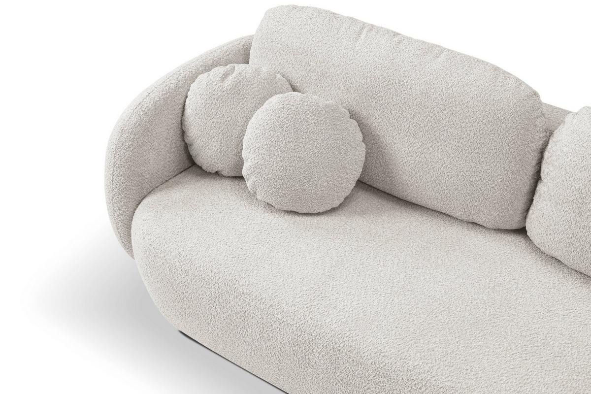 BETTSOFA AMICO Hellgrau Bucle-Stoff mit Schlaffunktion - Hellgrau, Holz (238/86.5/101cm) - MASSENO