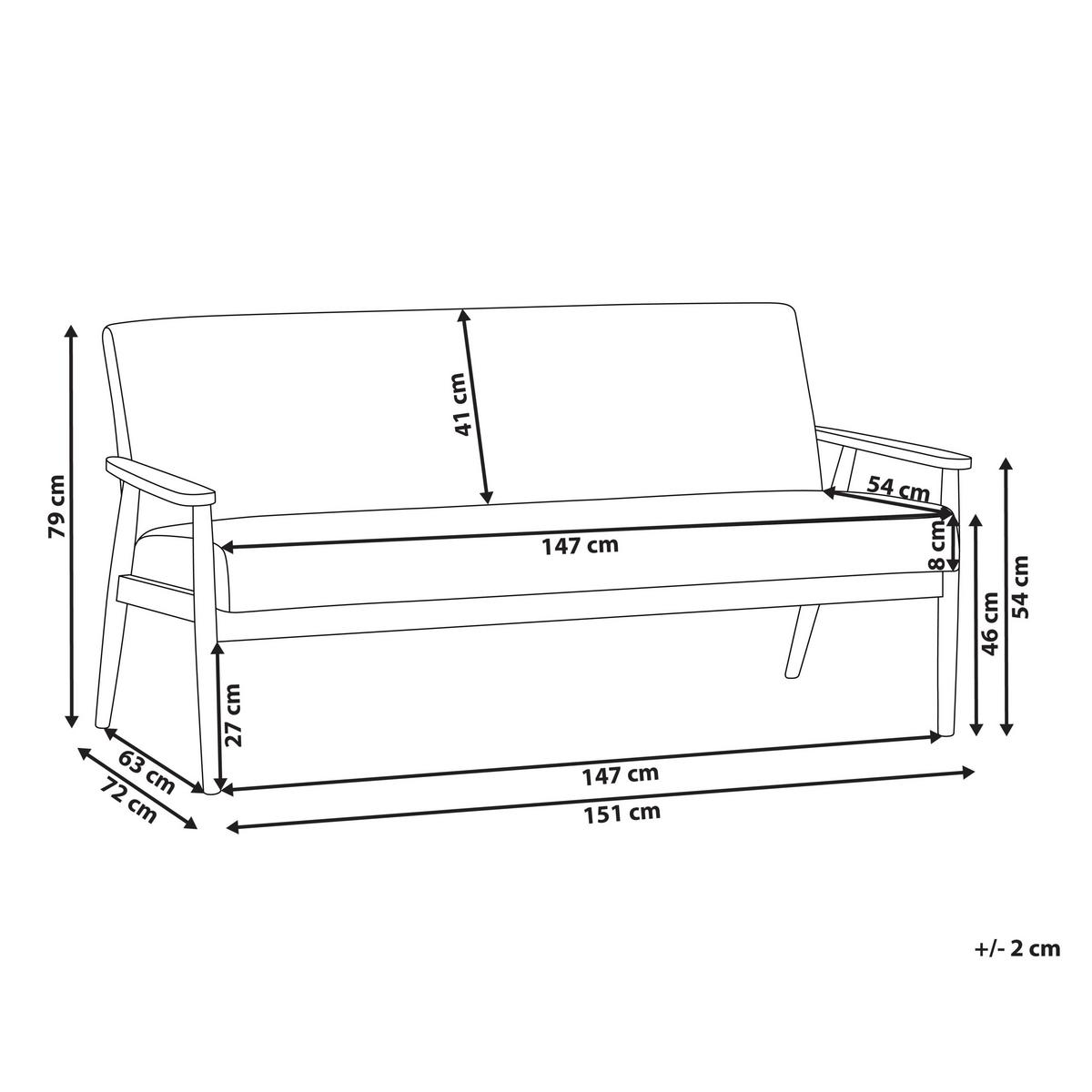 SOFA 3-Sitzer Hellbraun/Grau Esrum - Hellbraun/Grau, Holz/Textil (151/79/72cm) - Beliani