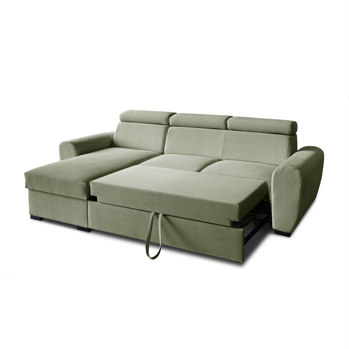 ECKSOFA FALCO mit Schlaffunktion Elli 36 - Grün, Textil (253/174cm) - Lookway