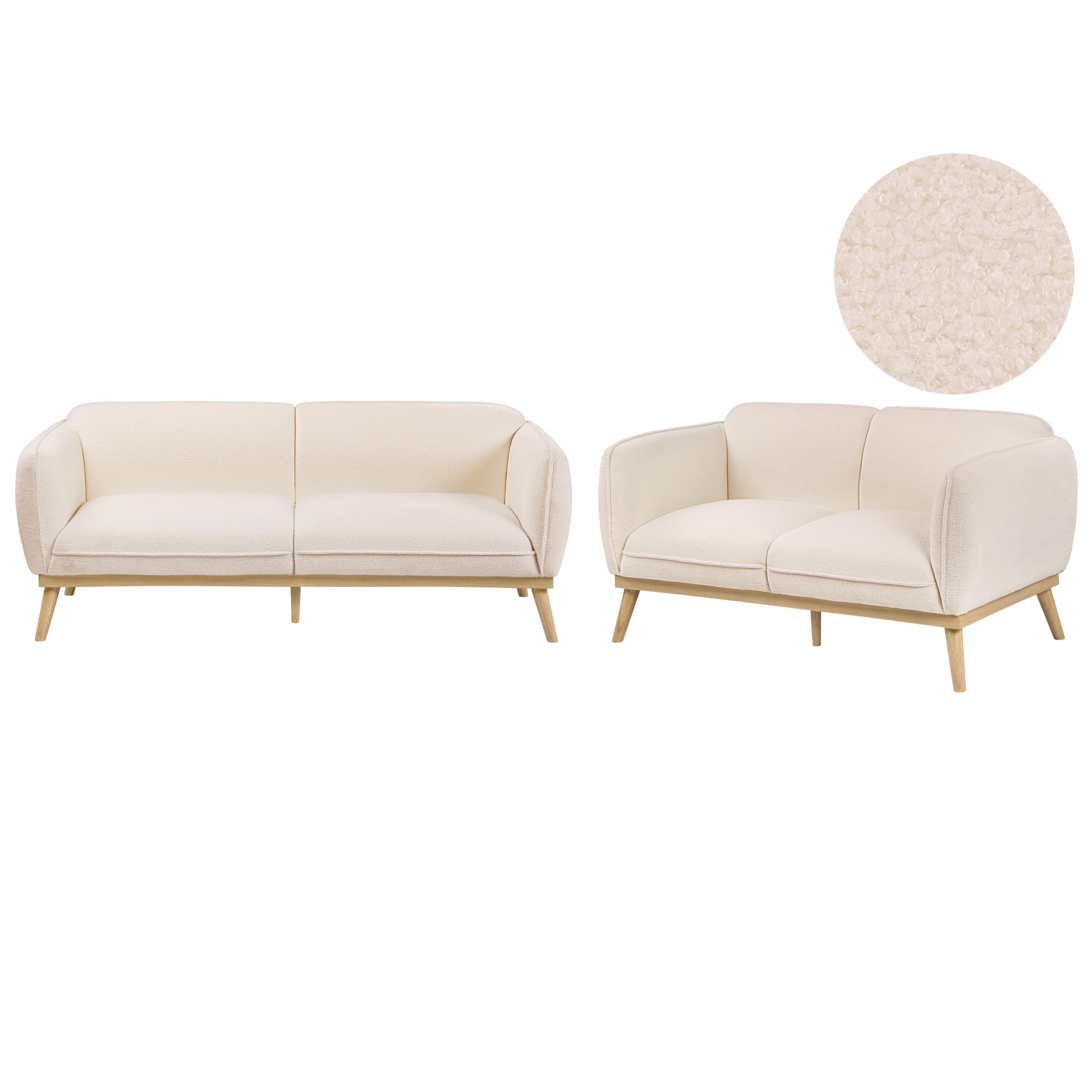 SOFA-SET 5-Sitzer Bouclé Hellbeige Ljung - Hellbraun/Beige, Textil (210/82/82cm) - Beliani