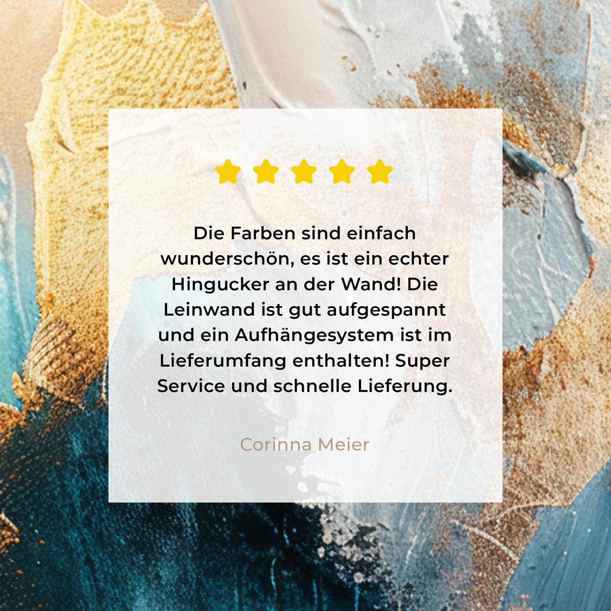 LEINWANDBILD Abstrakt - Kunst - Gold - Blau Wandbild Wohnzimmer 60x80 cm - Petrol, Textil (60/80cm) - MuchoWow