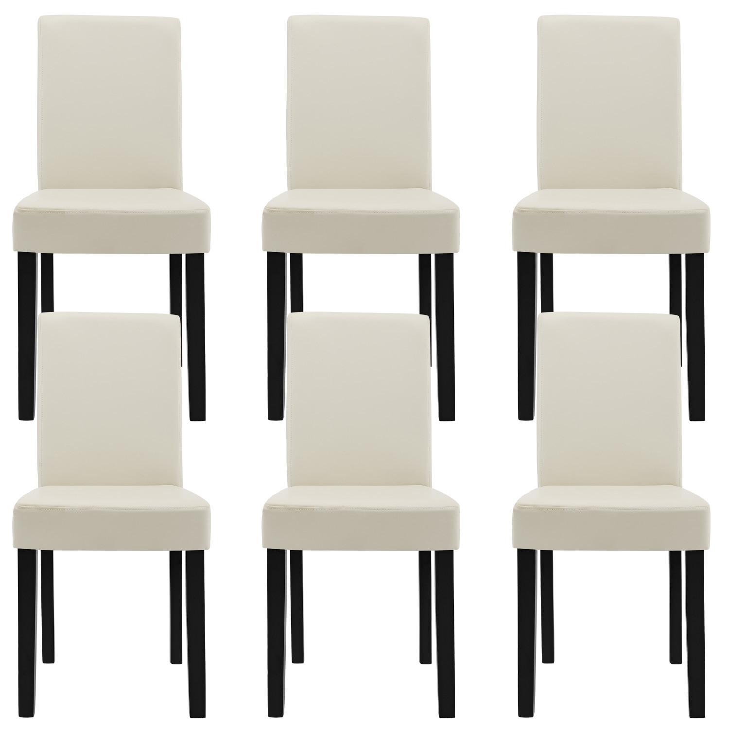 ESSZIMMERSTUHL-SET 6 TLG. Hamburg - Creme, Holz/Kunststoff (43/89/54cm) - [en.casa]