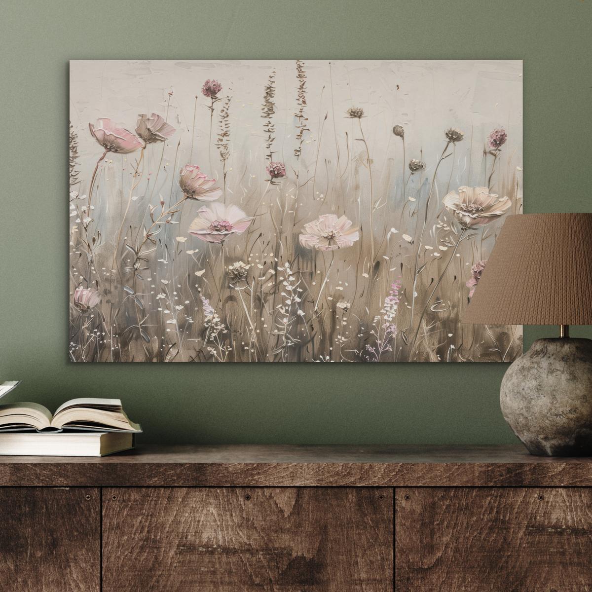 AKUSTIKBILD Blumen - Rosa - Modern - Beige Wanddeko 70x50 cm - Beige, Kunststoff (70/50/0.9cm) - MuchoWow