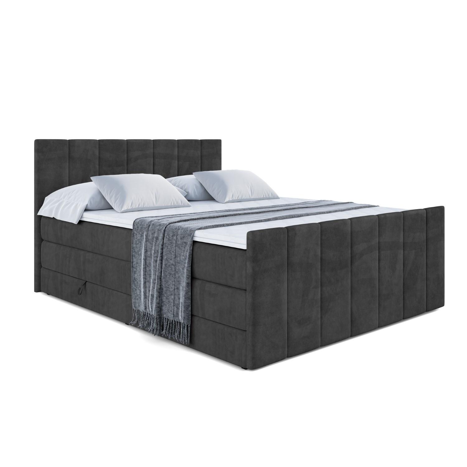 BOXSPRINGBETT MOETI-Z KING - 140x200 - H3/H4 - Schwarz - Schwarz, Holzwerkstoff (140/200cm) - ALTDECOR
