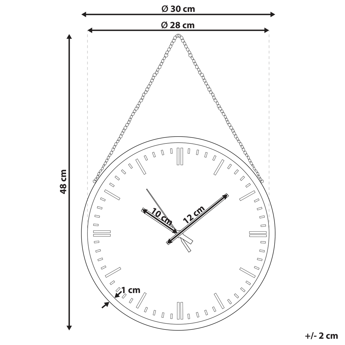 WANDUHR Kunststoff schwarz/kupfer Bezas - Schwarz, Kunststoff (30/48/4cm) - Beliani