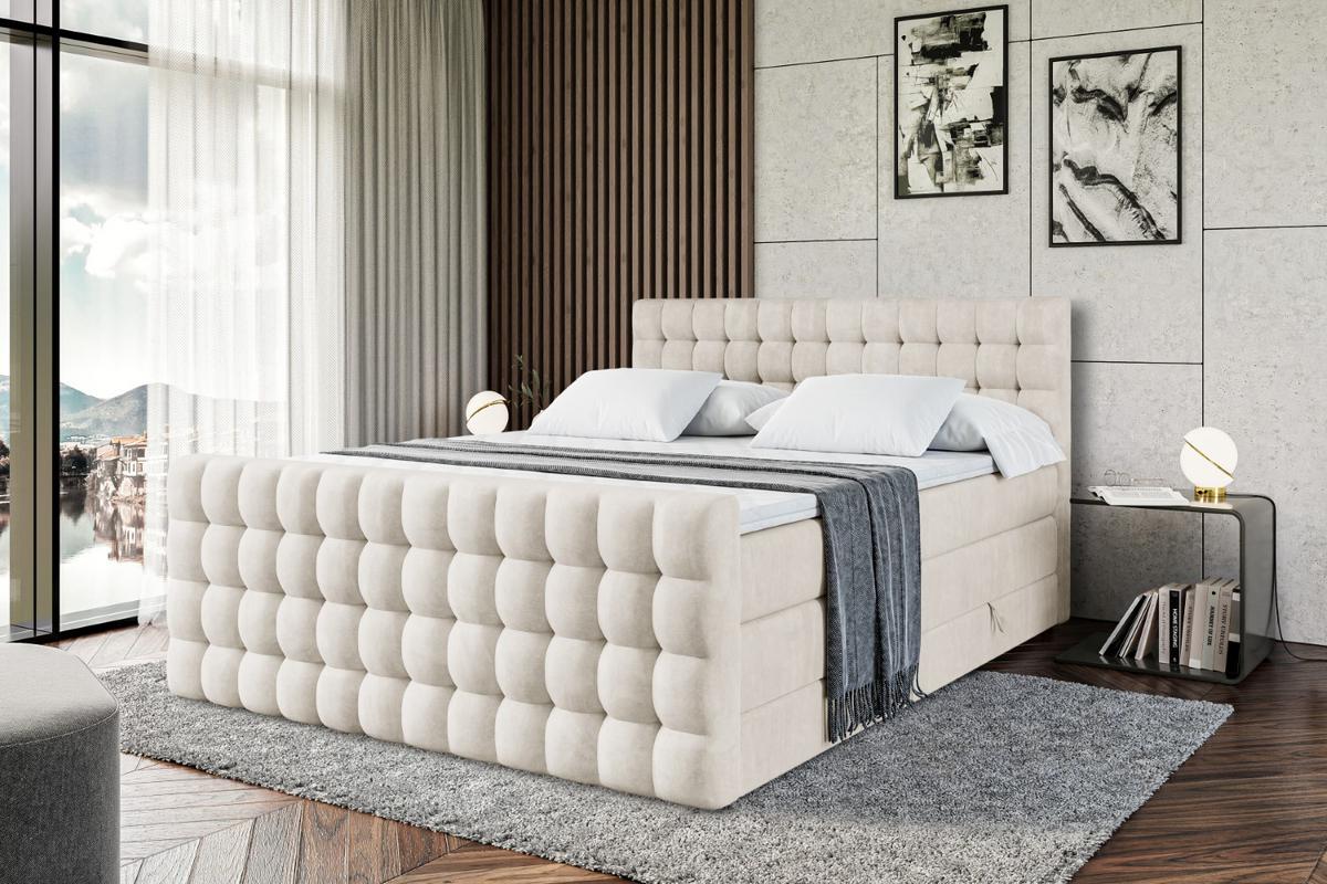 BOXSPRINGBETT VIONE-Z KING - 140 x 200 - H3/H4 - Ecru - Ecru, Holzwerkstoff (140/200cm) - ALTDECOR