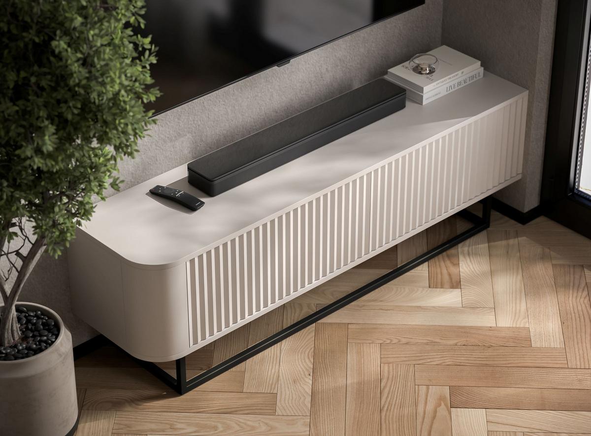 TV-LOWBOARD Aurora Kaschmir matt 140 cm mit schwarzem Metallrahmen - Kaschmir/Schwarz, Holzwerkstoff/Metall (140/44/35cm) - Meble Lindner