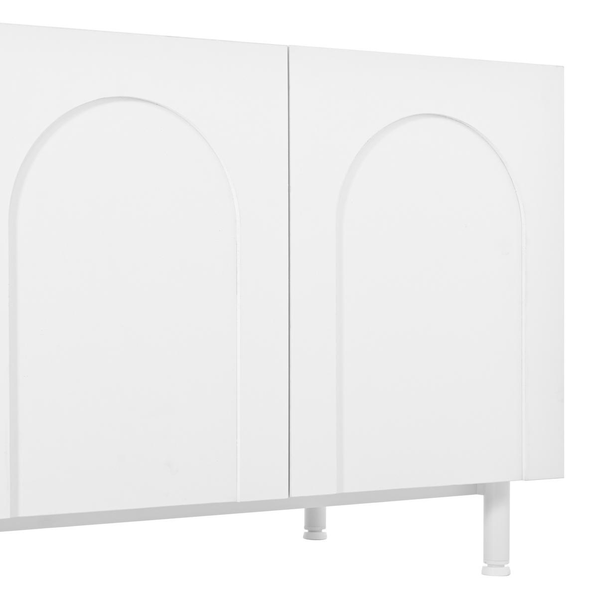 TV-LOWBOARD Weiß 180cm mit 4 Türen & 2 Schubladen im Bogen-Design - Weiß, Holzwerkstoff (180/48/40cm) - Urban Meuble