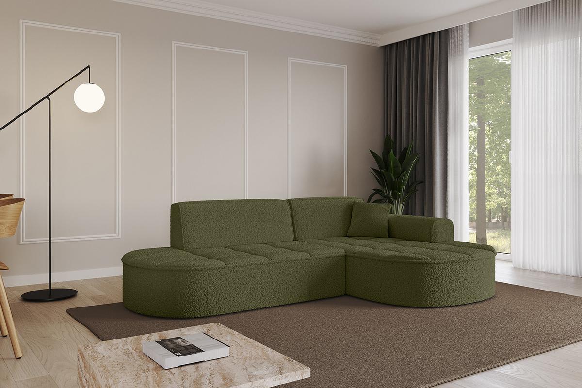ECKSOFA Ottomane Rechts TARO-L1 - 243x171x79,5 cm Grün - Grün, Holzwerkstoff/Textil (243/171cm) - ALTDECOR