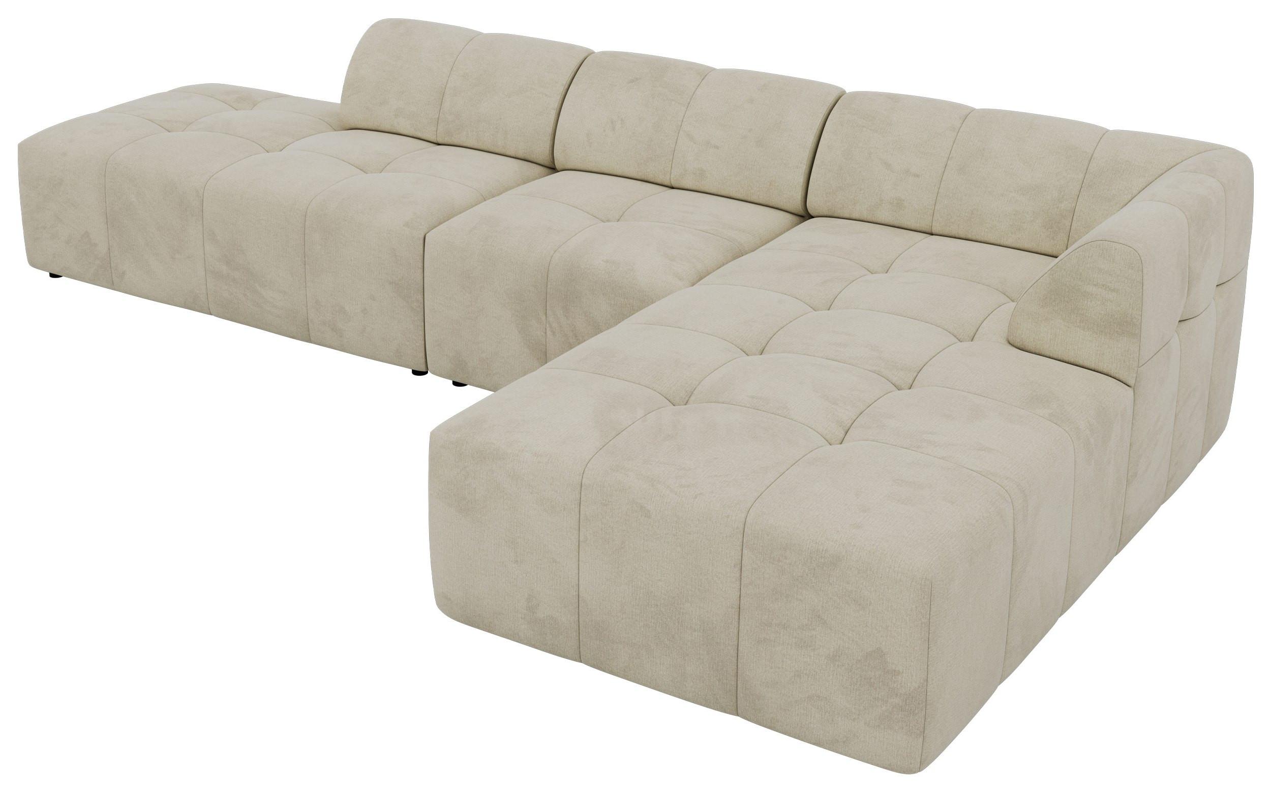 ECKSOFA GRIDA 3M L Beige Velvet - Rechts - Beige/Schwarz, Kunststoff/Textil (176/335cm) - MKS