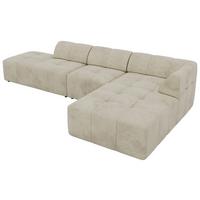 ECKSOFA GRIDA 3M L Beige Velvet - Rechts - Beige/Schwarz, Kunststoff/Textil (176/335cm) - MKS
