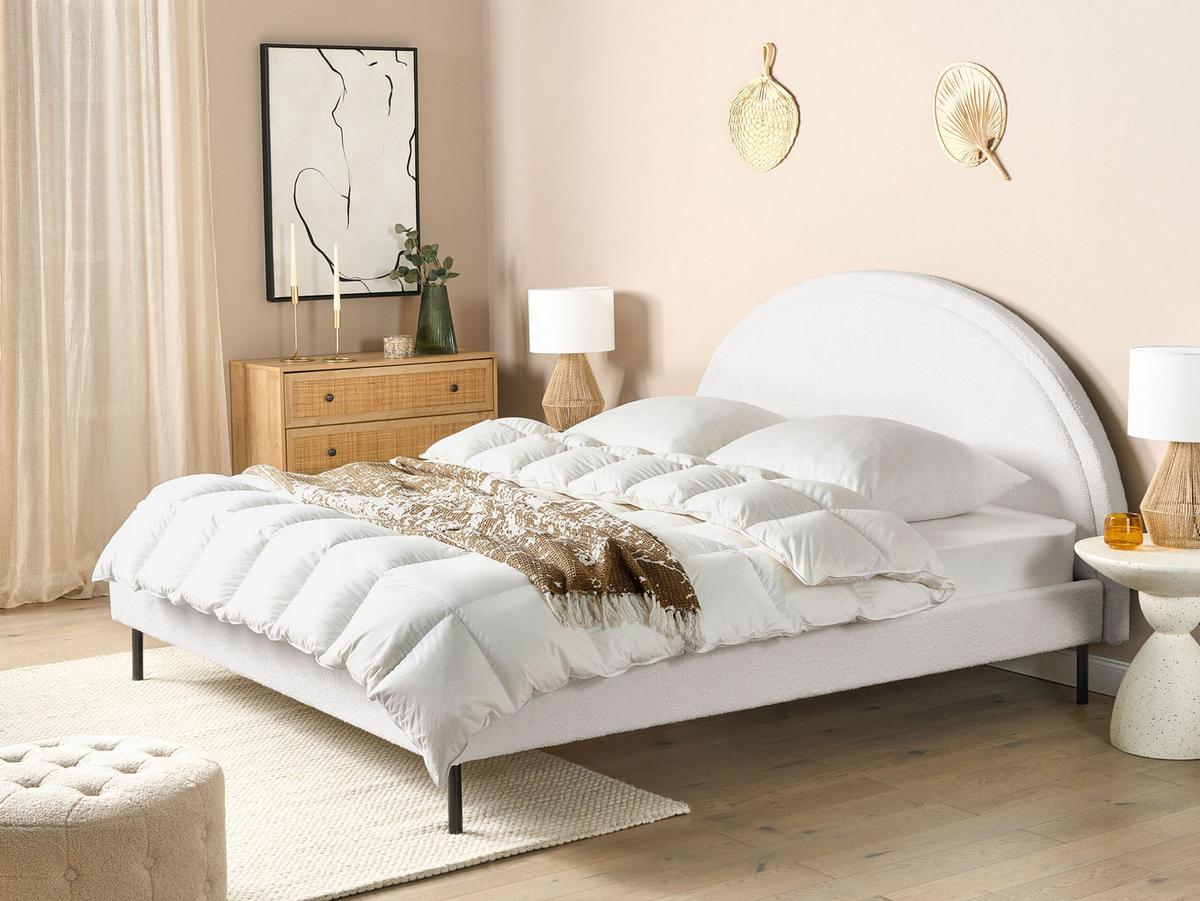 POLSTERBETT 180/200cm Weiß Margut - Weiß, Textil (180/200cm) - Beliani
