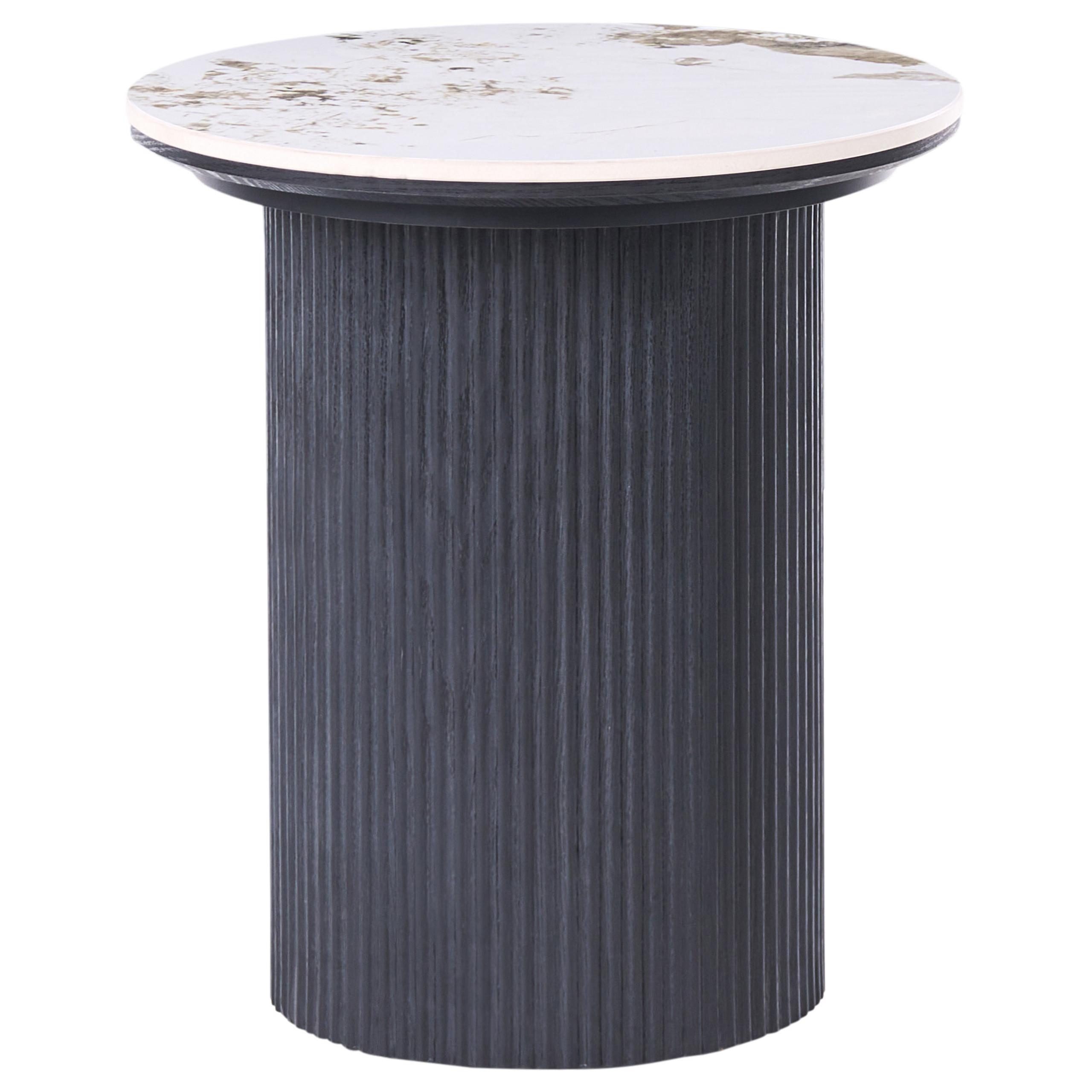 BEISTELLTISCH Keramik Schwarz Dora - Weiß, Keramik (45/45/50cm) - Beliani