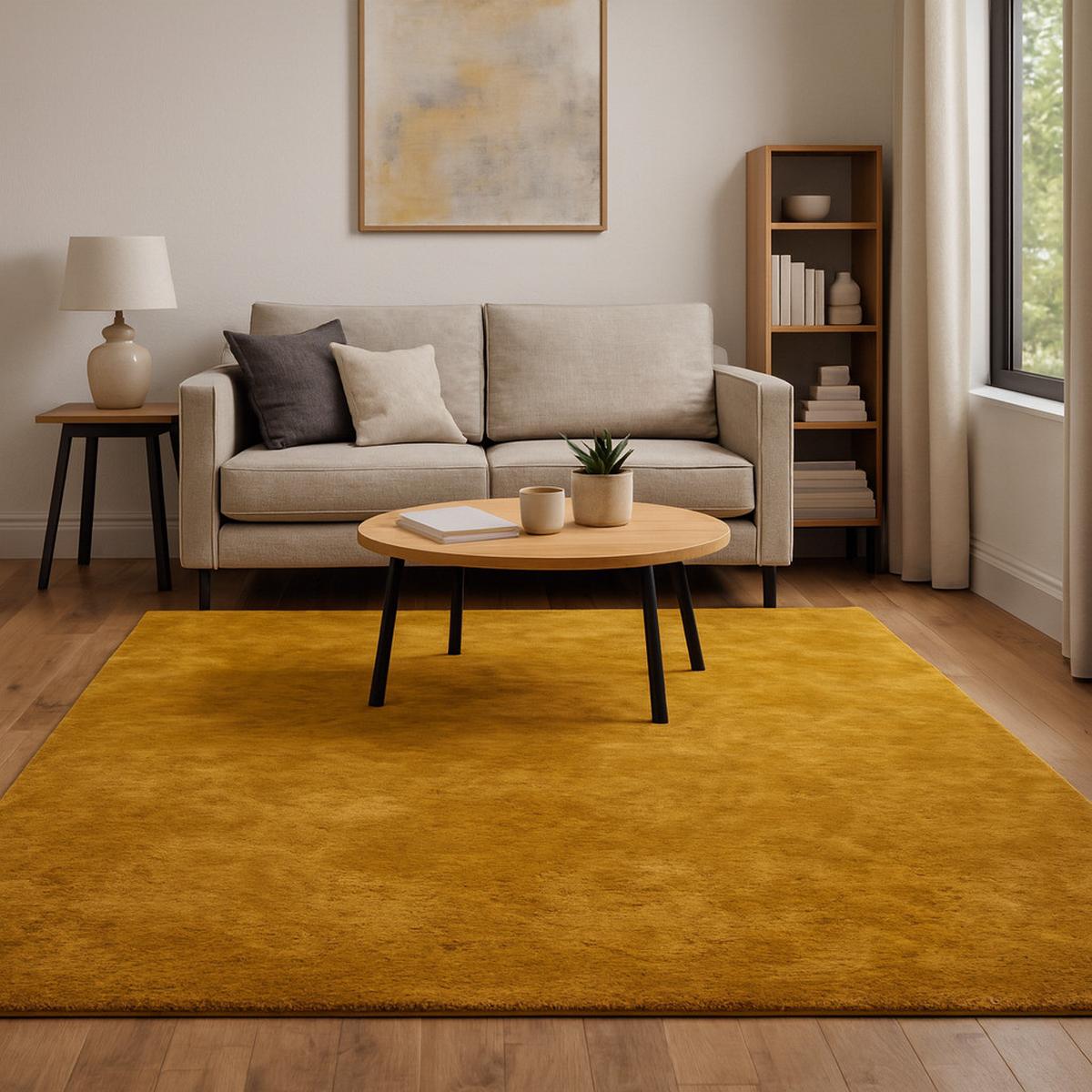 FELLTEPPICH SUPER SOFT PEARL - Currygelb, Textil (80/150cm) - Pergamon