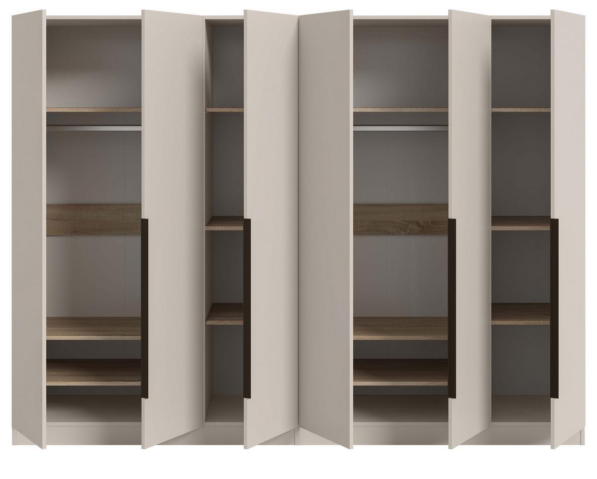 KLEIDERSCHRANK kaschmir 240 x 181 cm, Drehtürenschrank 6-türig - Kaschmir/Schwarz, Holzwerkstoff/Kunststoff (240/181/52cm) - Inn.Furn
