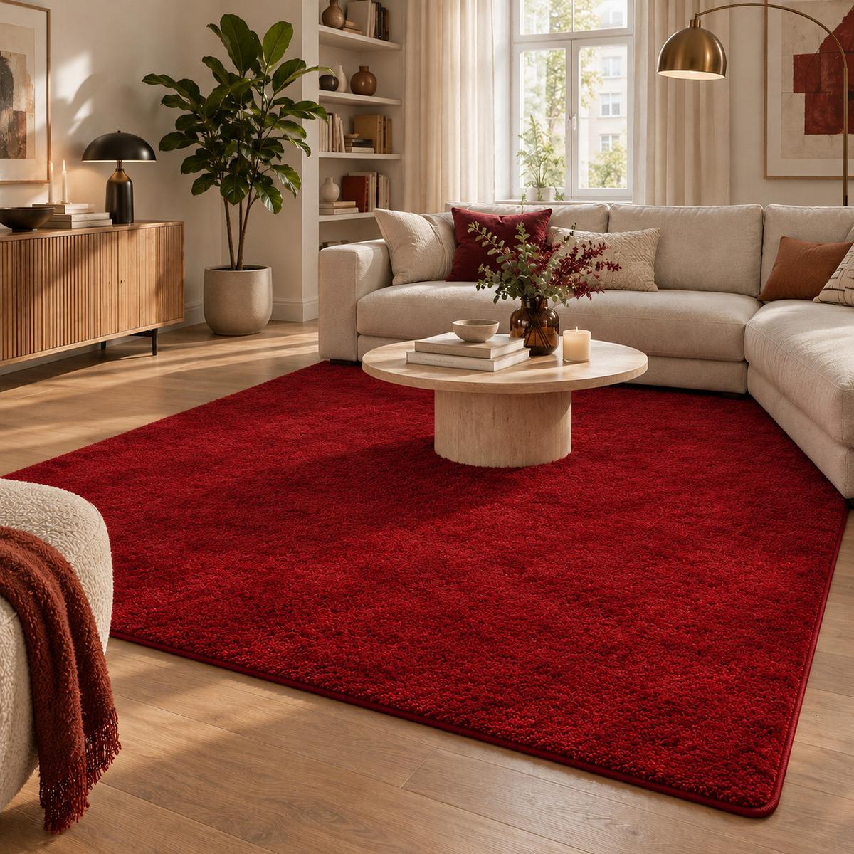 HOCHFLOR LANGFLOR SUPER SOFT TEPPICH SILKY - Weinrot, Textil (120/170cm) - Pergamon