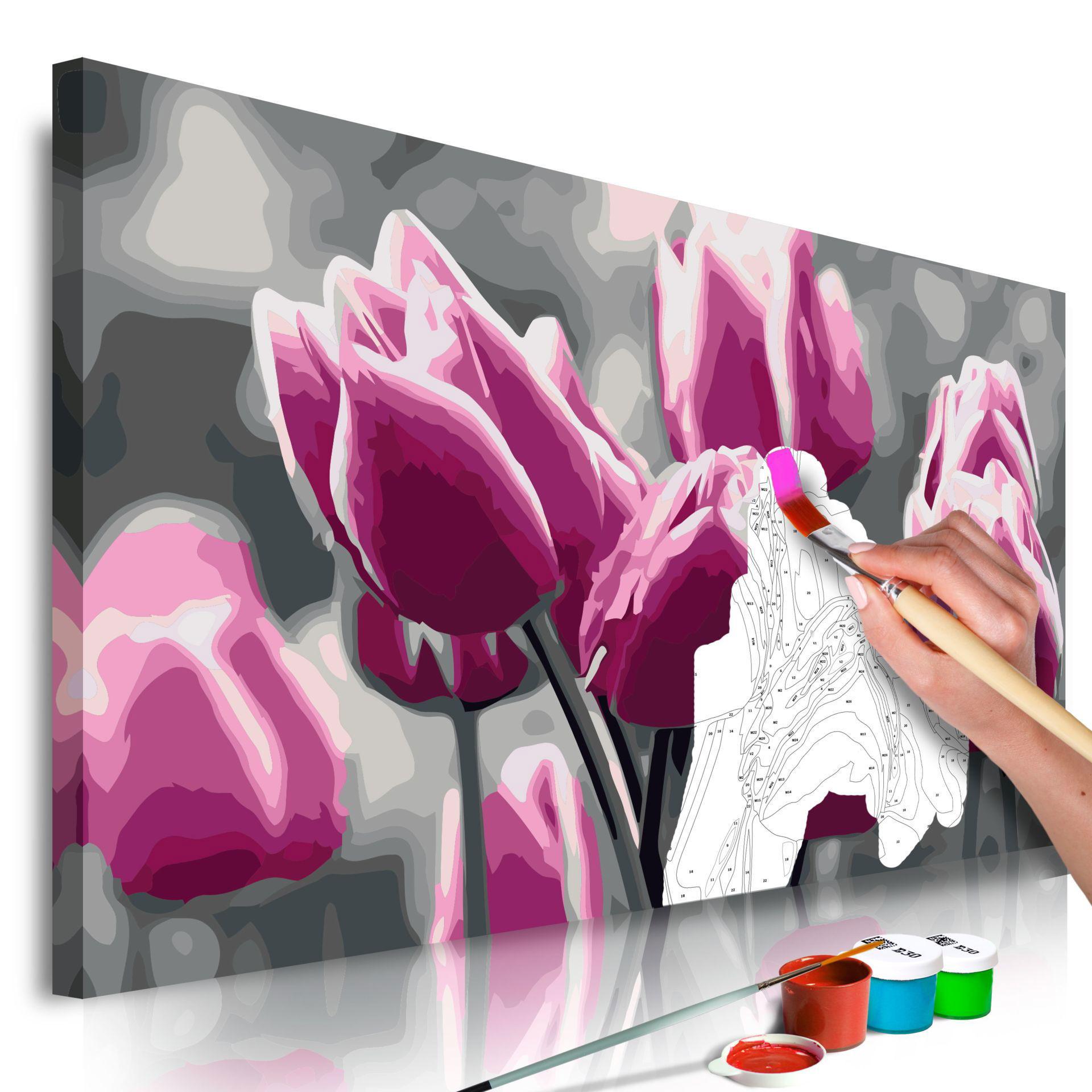 MALEN NACH ZAHLEN 50/40 cm - Pink/Grau, Textil (1.4/40cm) - KUNSTLOFT