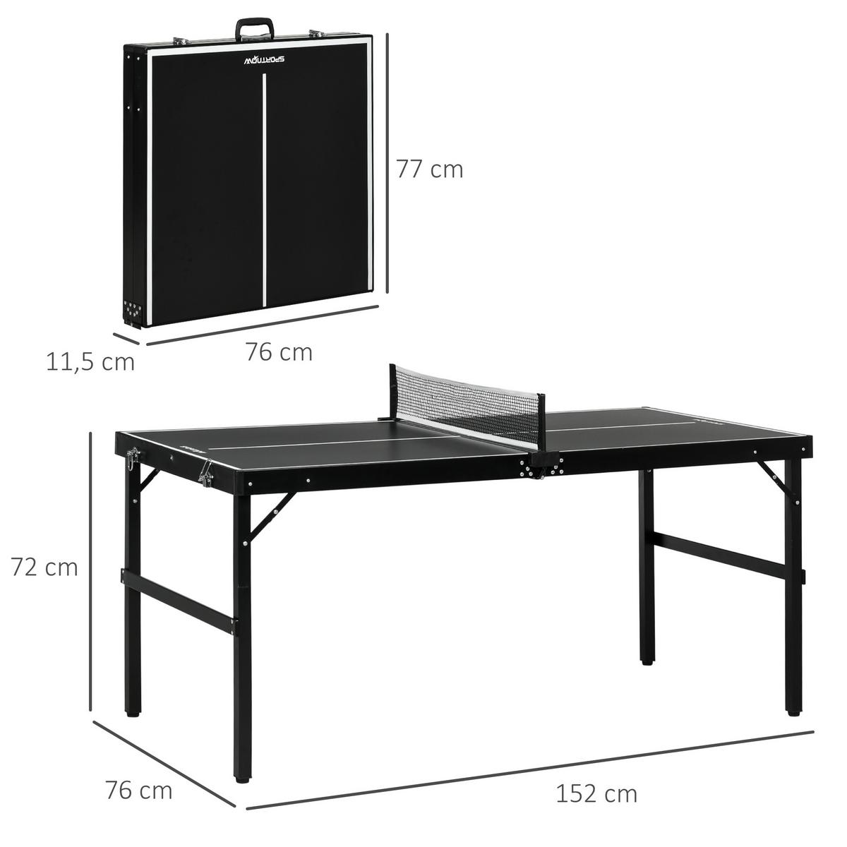 TISCHTENNISPLATTE - Schwarz, Metall (76/152cm) - SPORTNOW