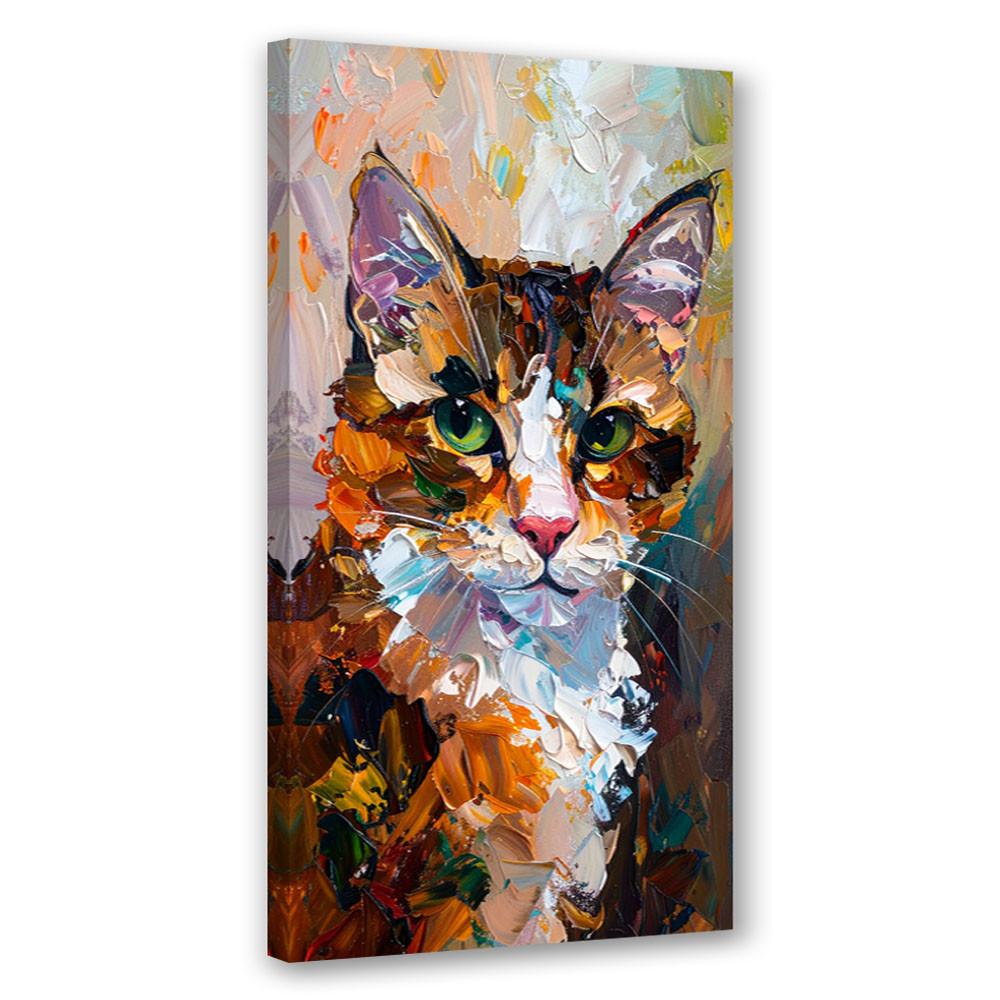 LEINWANDBILD Abstrakte bunte Katze 40x80cm - Braun, Textil (40/80cm) - Feeby