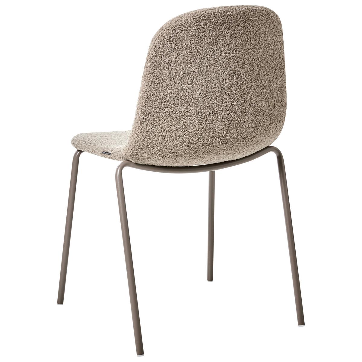 KONFERENZSTUHL 2er Set Bouclé Taupe Loma - Taupe, Textil/Metall (50/85/55cm) - Beliani