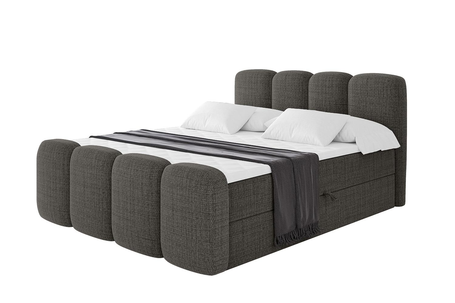 BOXBETT mit Matratze H4 und Lattenrost - NINA-Z - 140x200 cm Aragon - Grau - Grau, Holzwerkstoff (140/200cm)