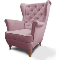 CHESTERFIELD-SESSEL Falco rosa mit Holzbeinen - Buchefarben/Rosa, Holz/Textil (82/102/92cm) - Beautysofa