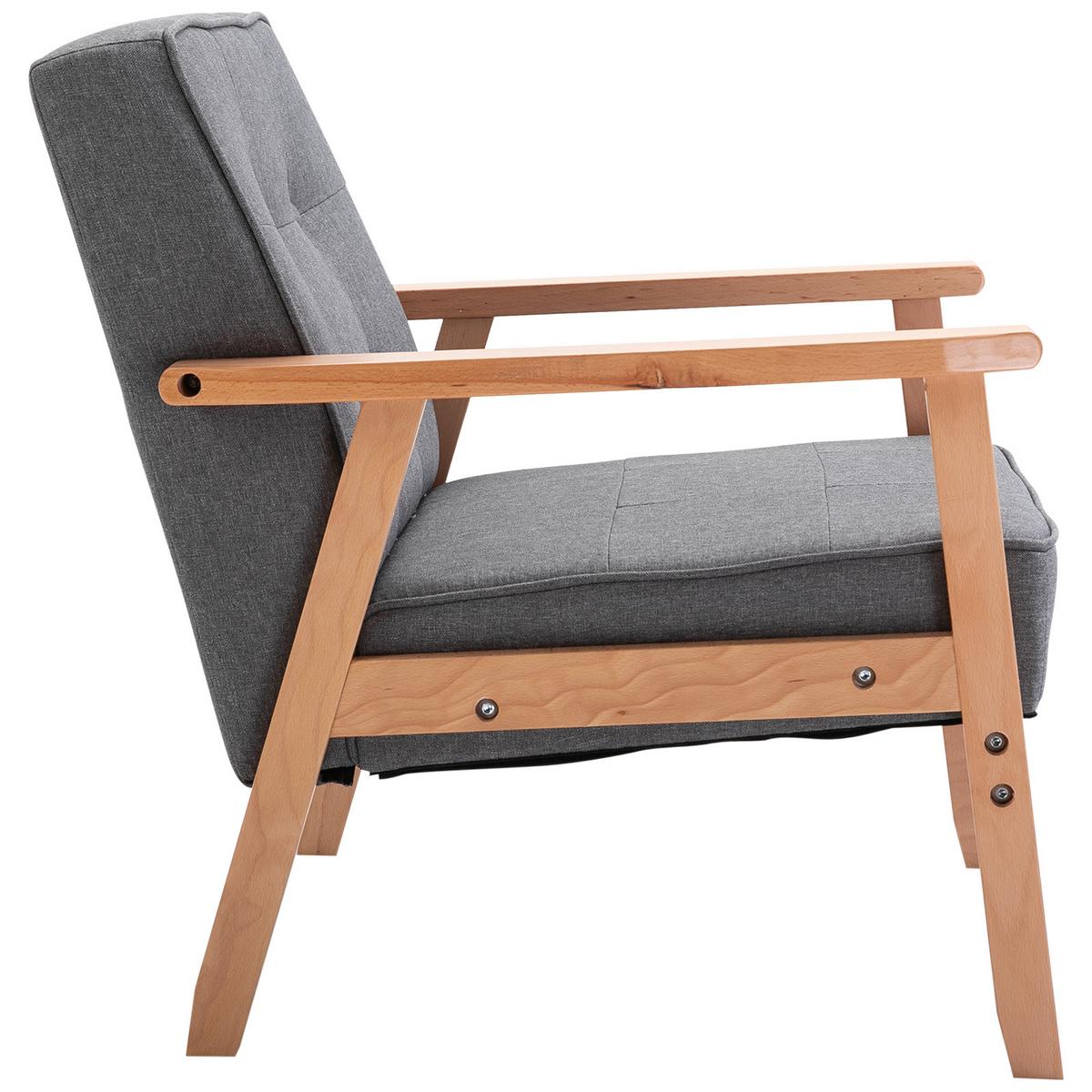 EINZELSESSEL, Loungesessel, Leinen, Grau - Grau, Holz/Kunststoff (70/74/64.5cm) - HOMCOM