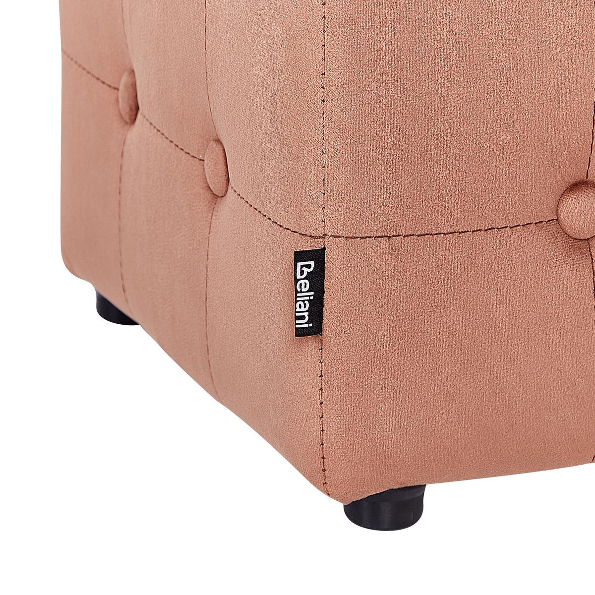 POUF WISCONSIN Samtstoff Pfirsichrosa - Pink, Textil (36/39/36cm) - Beliani