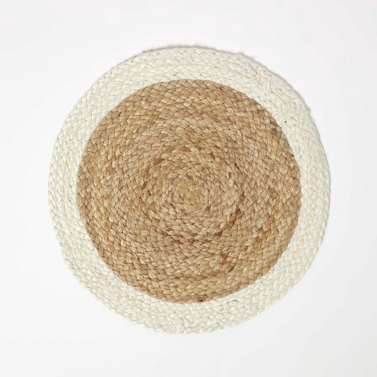 JUTE-TISCHSET creme-natur, 4er-Set Platzsets rund geflochten, 40 cm - Naturfarben/Weiß, Naturmaterialien (40/40cm) - Homescapes