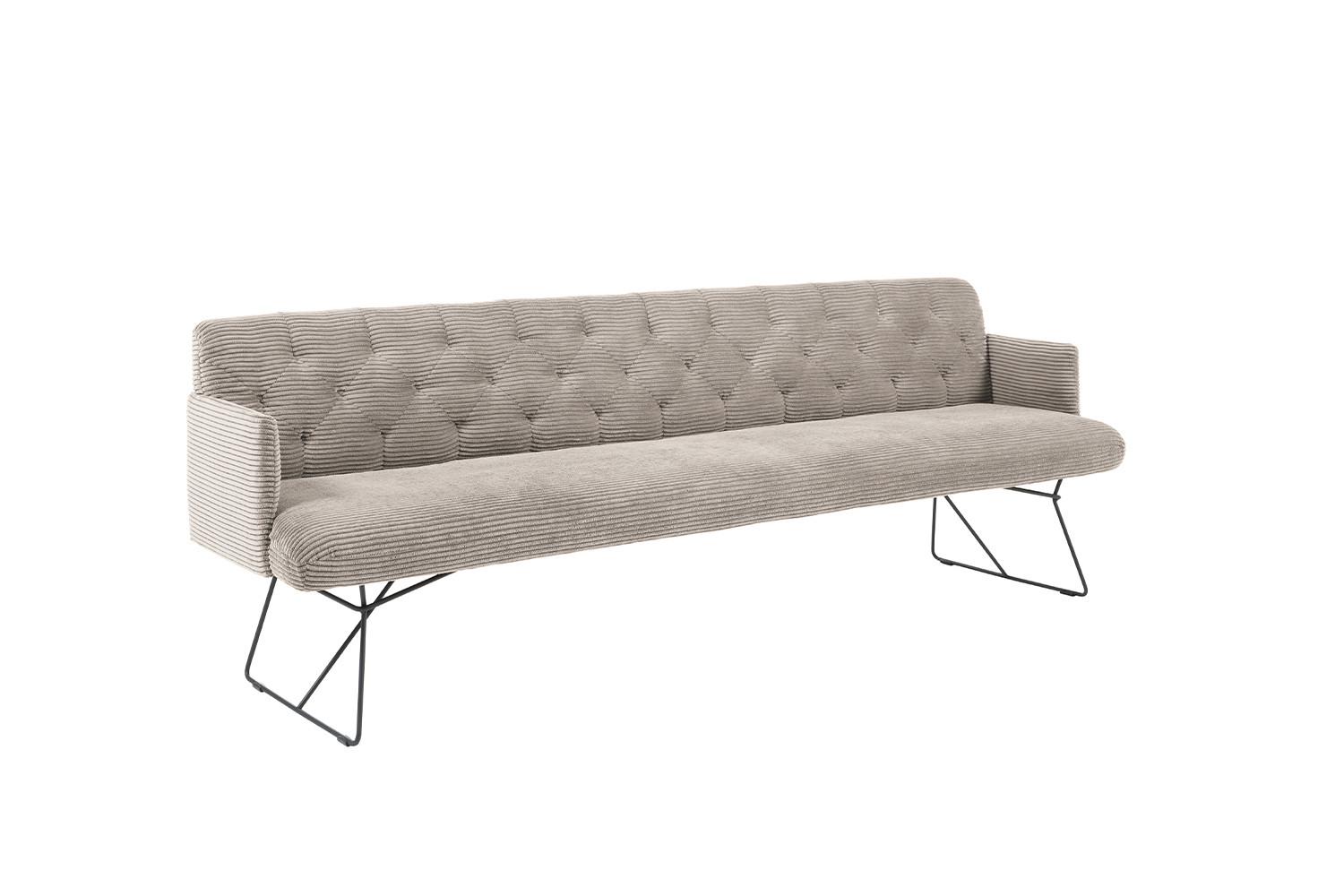 ESSZIMMERBANK CHARME Steingrau Cord - Greige/Grau, Textil (166/85/69cm) - KAWOLA