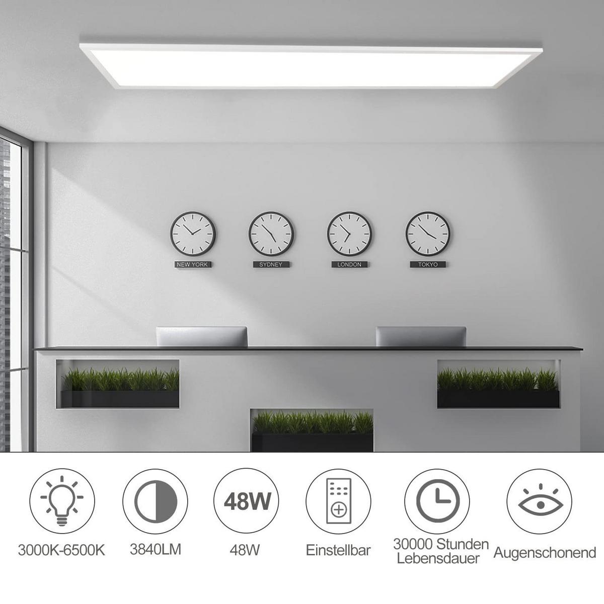 LED-DECKENLEUCHTE Tannfluch 30.0/5.5/120.0 cm - Weiß, Metall (120/30/5.5cm) - ZMH