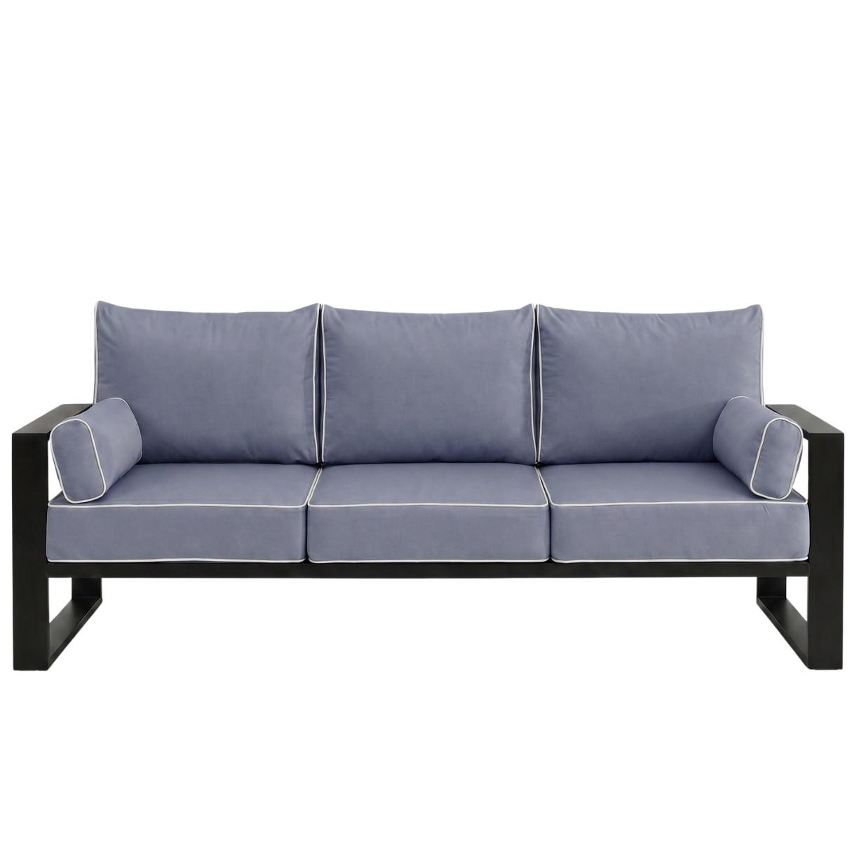 LOUNGESOFA 3-Sitzer Verdino mit Metallrahmen 215 cm Blaugrau - Blaugrau, Metall (215/90/87cm) - Beautysofa