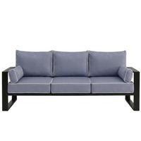 LOUNGESOFA 3-Sitzer Verdino mit Metallrahmen 215 cm Blaugrau - Blaugrau, Metall (215/90/87cm) - Beautysofa