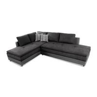 ECKSOFA-DAUERSCHLÄFER Doppelbett Boxspring Federkern Topper, Schwenkteil rechts B306/T223/H95 cm, Kunstleder Grau+Mikrofaser Anthrazit / 15106 - Chromfarben/Anthrazit, Kunststoff/Textil (306/223cm) - luma-home