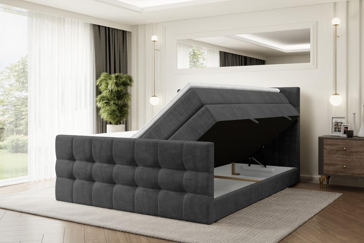 BOXSPRINGBETT BERO-Z KING - 200 x 200 - H3/H4 - Schwarz - Schwarz, Holzwerkstoff (200/200cm) - ALTDECOR