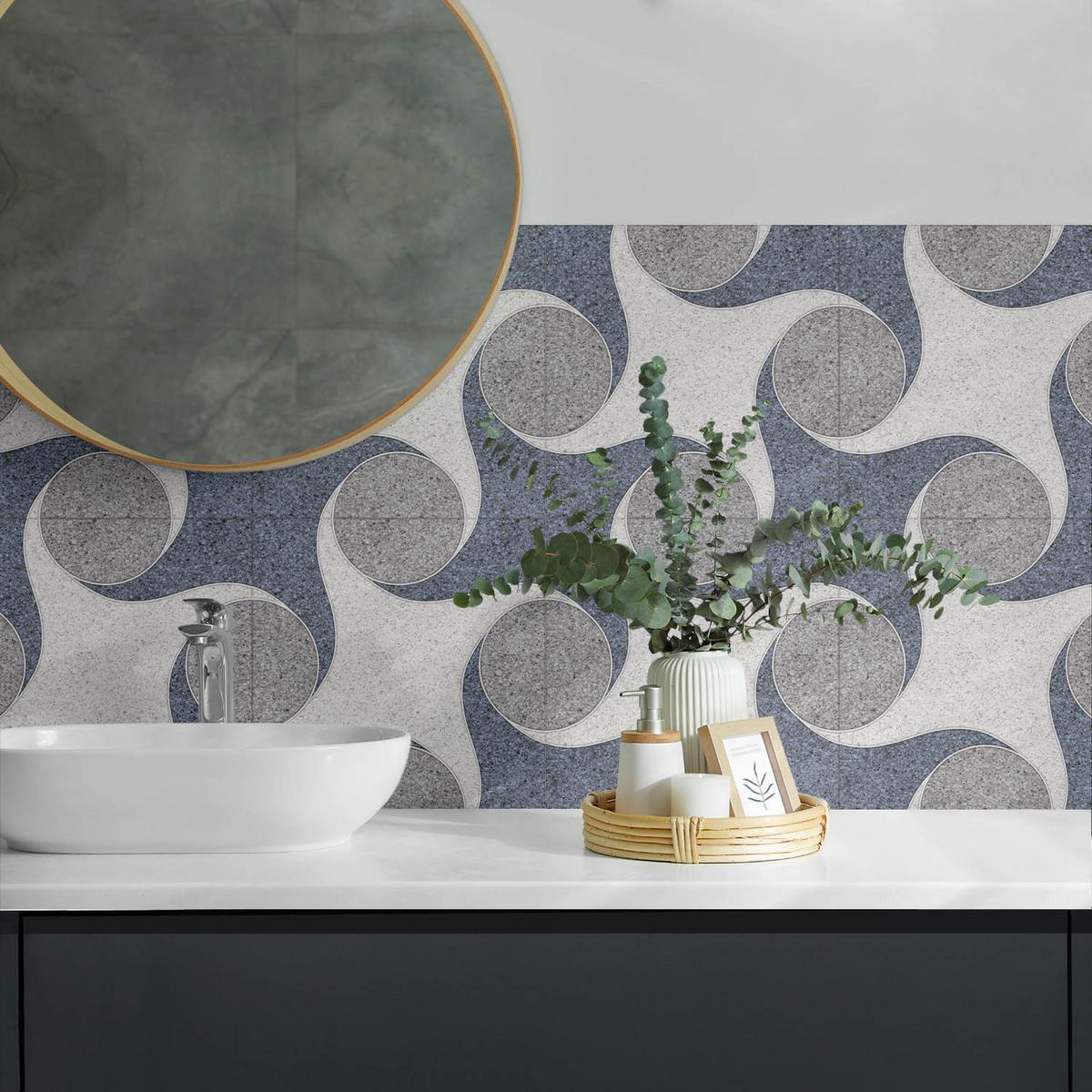 WANDPANEEL 6x 60x30 cm selbstklebend Granitia - Blaugrau, Kunststoff (30/1.6/60cm) - Wallfluent