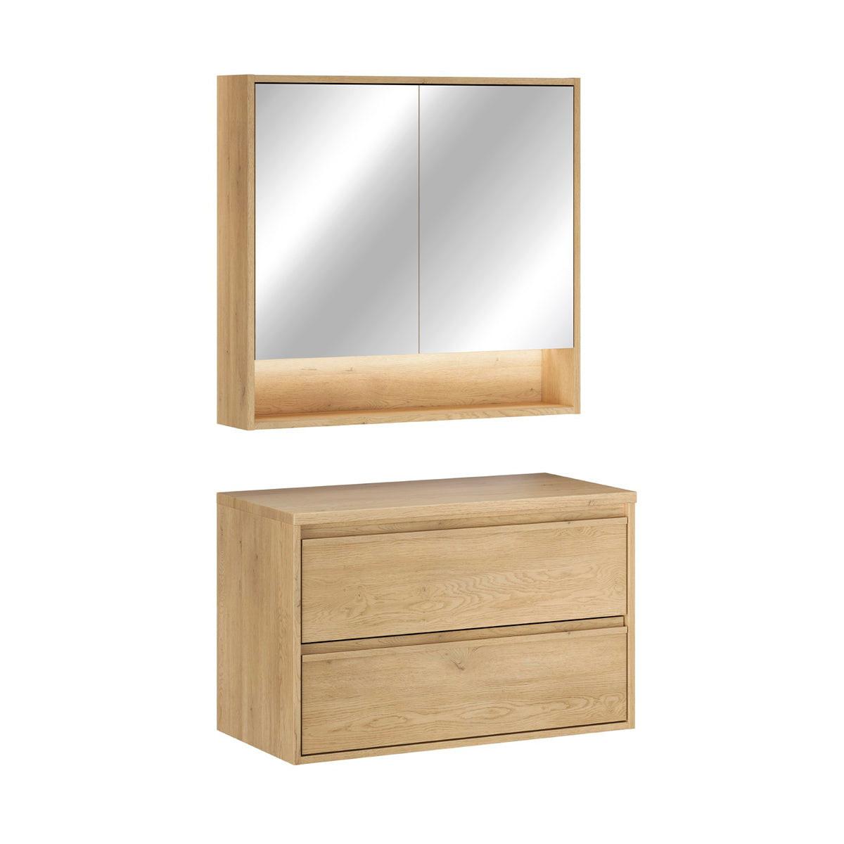 BADMÖBEL 80cm Edmé 2er-Set Holz - Braun, Holzwerkstoff (80/52.2/46cm) - Petits-meubles