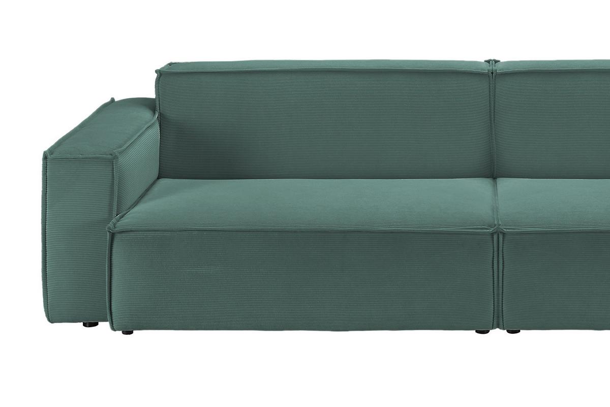 SOFA SAMU Dunkelgrün Cord - Dunkelgrün/Schwarz, Textil (266/72/106cm) - KAWOLA