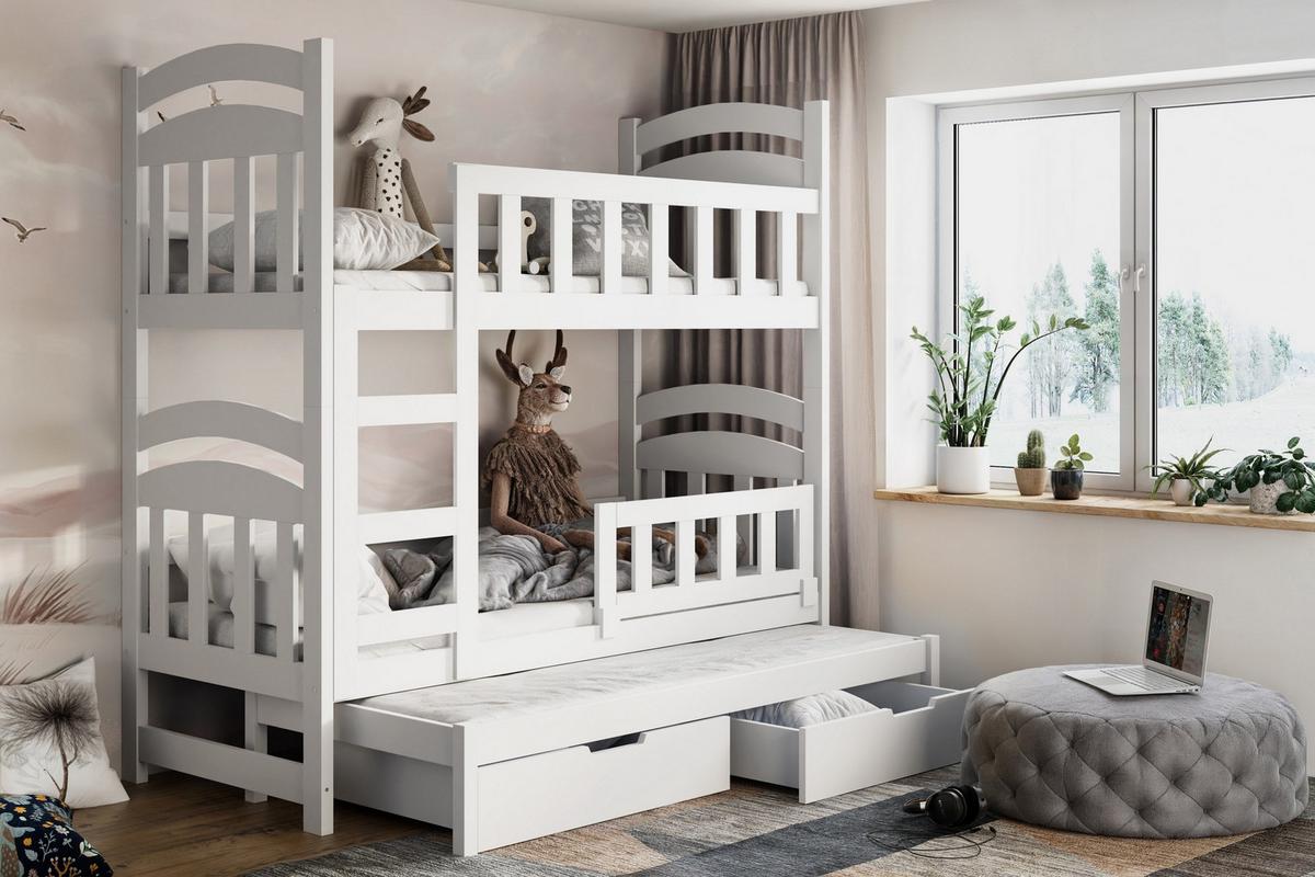 ETAGENBETT DUMBO mit Bettkasten 75x180 cm Weiß - Weiß, Holz (75/180cm) - MASSENO