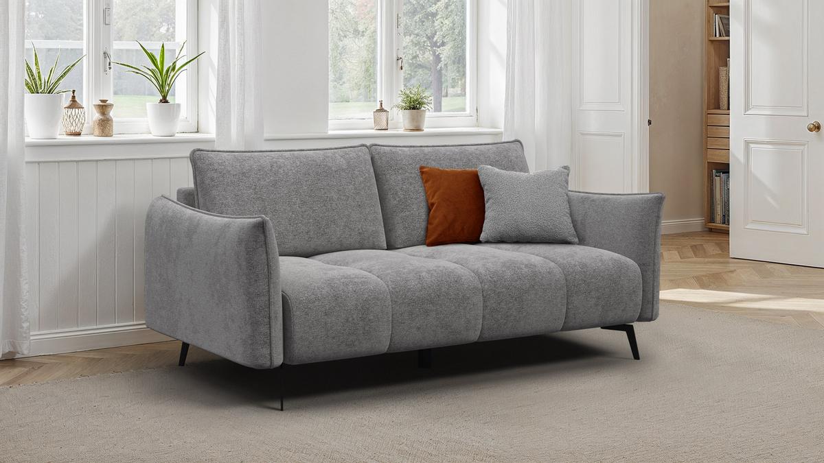 SOFA AERA 2,5-Sitzer, platingrau - Schwarz/Grau, Holz/Textil (187/89/96cm) - Wozimo