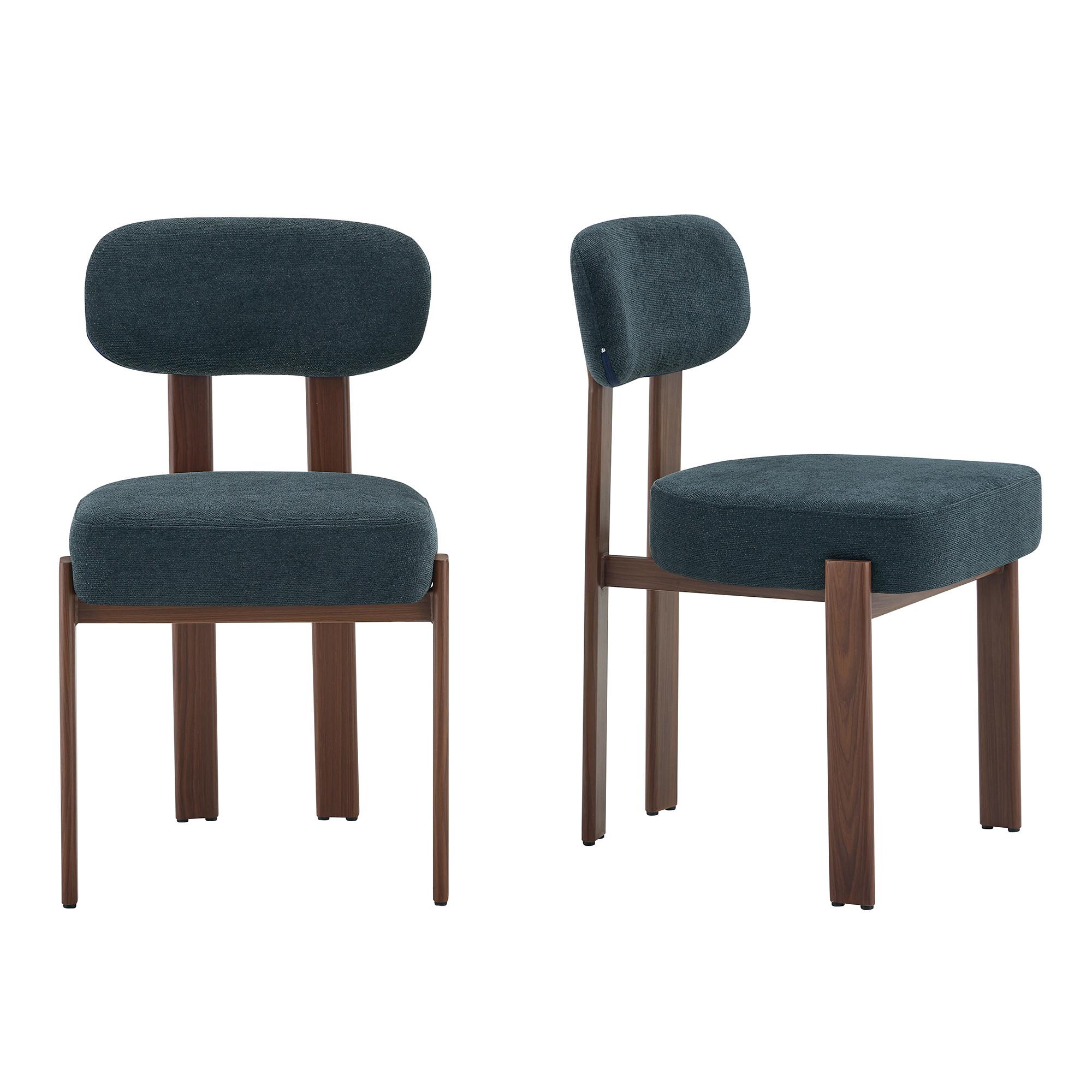 ESSZIMMERSTUHL 2ER-SET aus Leinenstoff mit gebogener Rückenlehne und dicker Polsterung - Schwarz, Textil (49/82.5/57cm) - Urban Meuble