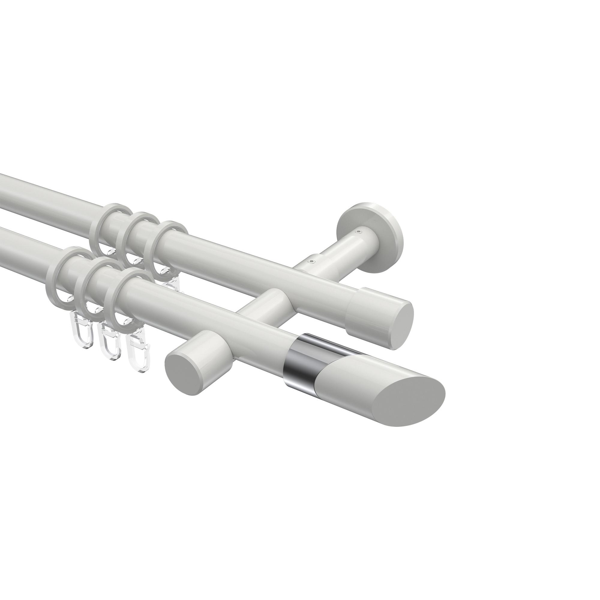 GARDINENSTANGE Prestige Verano 520 cm (geteilt in 4 x 130 cm), 2-läufig, 20 mm Ø Weiß - Chromfarben/Weiß, Metall (520cm) - INTERDECO