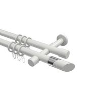 GARDINENSTANGE Prestige Verano 520 cm (geteilt in 4 x 130 cm), 2-läufig, 20 mm Ø Weiß - Chromfarben/Weiß, Metall (520cm) - INTERDECO