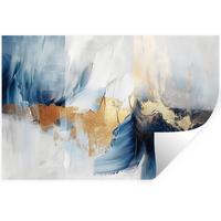 WANDTATTOO Gold - Blau - Aquarell - Kunst - Modern Deko Wohnzimmer 60x40 cm - Hellblau, Kunststoff (60/40/0.1cm) - MuchoWow