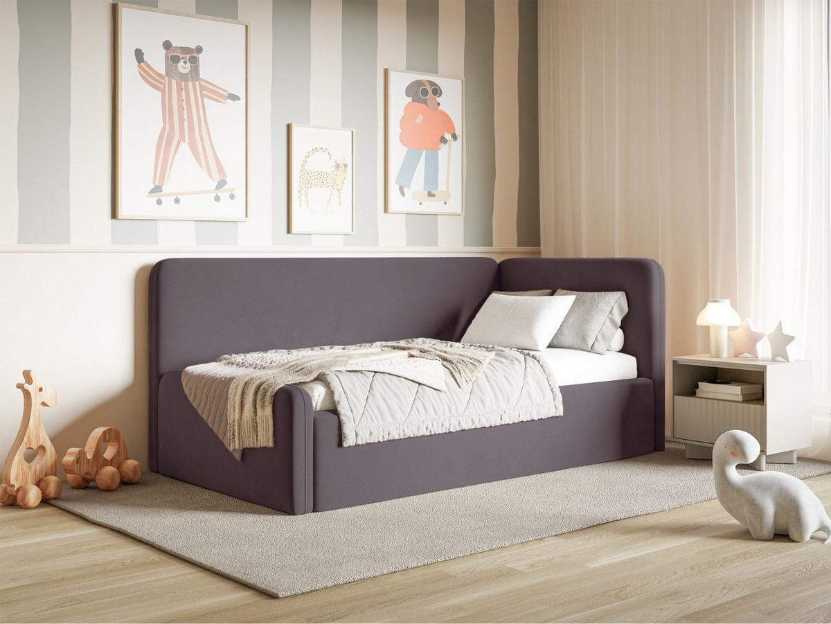 JUGENDBETT Fanko Samt Violett 90x200 cm - Lila/Schwarz, Kunststoff/Textil (90/200cm) - Selsey